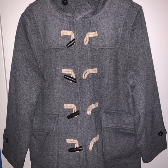 Worn twice Boys Wool Duffle coat Gray size 14/16 - Picture 1 of 3